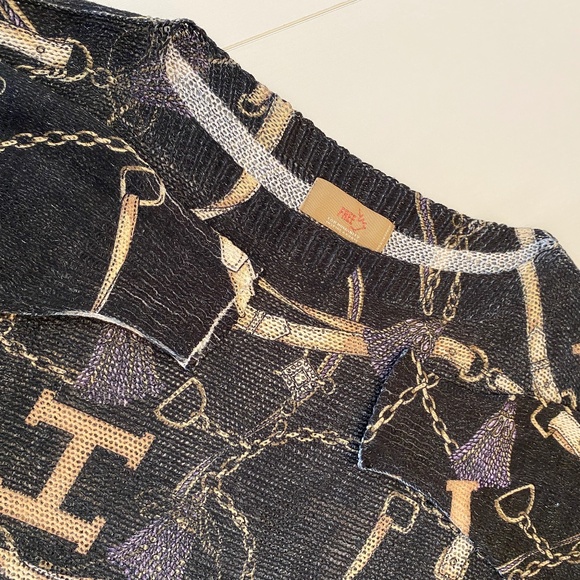 Free For Humanity Oversized Dolman Sleeve Lurex Semi Sheer Top Large - Picture 7 of 13